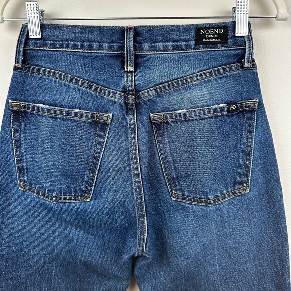 NOEND Denim Women’s Kick Flare Cropped Jeans High Rise Raw Hem Size 24 USA Boho - Picture 8 of 14